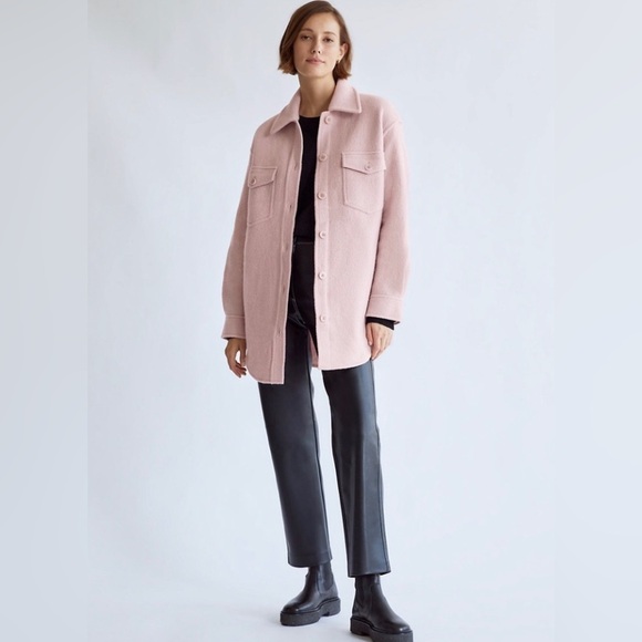 Wilfred Jackets & Blazers - Aritzia Wilfred Free The Ganna™ Light Pink Relaxed Merino Wool Shirt Jacket Sz S